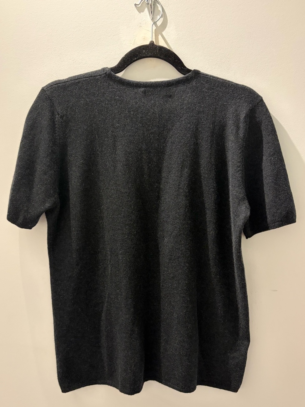 HAWICK Cashmere Scotland Charcoal Gray Cashmere Knit Top Minimalist Luxury - Picture 5 of 6